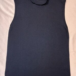 Lord & Taylor Sleeveless Mock Neck Top Black Silk Blend